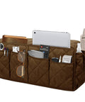 Armchair Caddy With 14 Pockets Waterproof Non Slip Sofa Armrest Organizer for remotes, phones, tablets in quilted cotton
