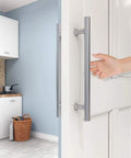 16 Inch Push Pull Door Handle Double Sided H Shape Stainless Steel For Sliding And Swing Doors Heavy Duty Silver Finish
