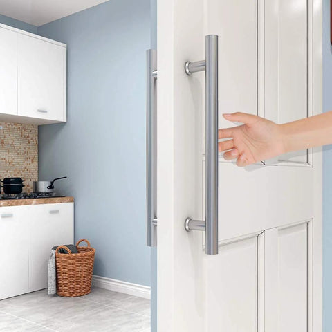 16 Inch Push Pull Door Handle Double Sided H Shape Stainless Steel For Sliding And Swing Doors Heavy Duty Silver Finish