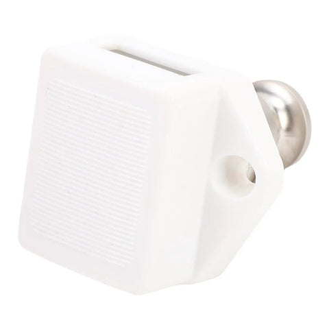Close-up of Push Button Cabinet Latch With Locking Handle For RV Camper Motorhome And Yacht Doors 14 To 18mm Thick With 20mm Mount Hole Zinc