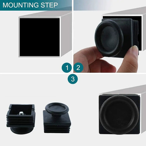 Mounting steps for Adjustable Leveling Feet Kit For Furniture 16 Sets 38x38mm Square Tube Insert M8 Thread Glide Levelers