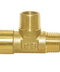 Brass Pipe Fitting Tee 3 Way NPT 1/2 In Male X 1/2 In Male X 1/2 In Female Hose Fitting For Plumbing, side view