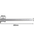 Beefy 200mm Metal Scriber Calipers Marking Gauge with carbide tip, stainless steel body, dual scale; full side view.