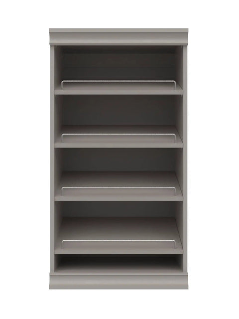 Total Game Changer Modular Closet Organizer With Four Adjustable Angled Shoe Shelves And Slick Taupe Finish For Seamless Stacked Storage Setup Hardware Included