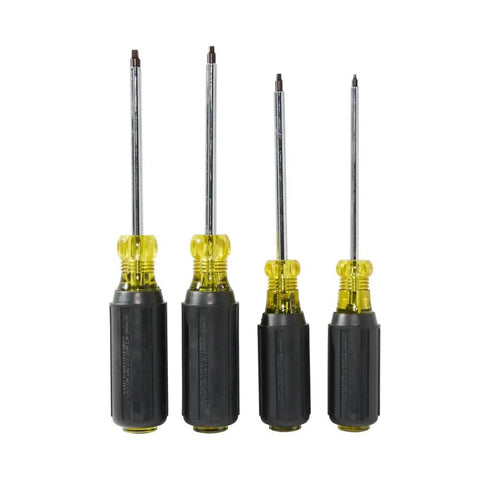 4 Piece Square Recess Screwdriver Set With Color Coded Handles Heat Treated Chrome Plated Shafts Cushioned Grip For High Torque