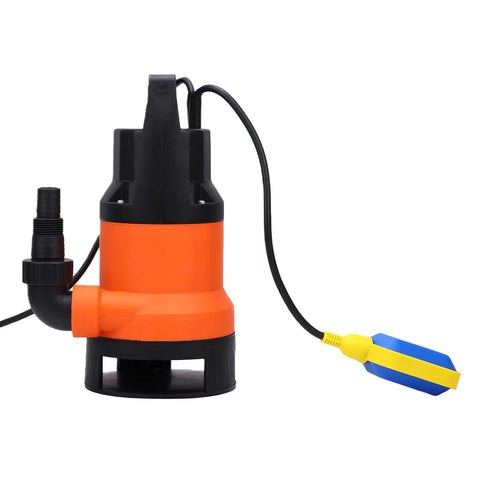 Automatic Submersible Utility Pump With Auto Shutoff Float Switch Blasts Through 1000W Loads For Stress Free Basement Flooding And Quick Yard Drainage Heavy Duty Set It Forget It Workhorse, side view showing float switch.