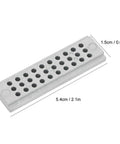 Riveting Stake Block For Watch Repair 30 Holes Steel Punch Block tool kit with dimensions in centimeters and inches