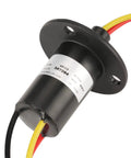 Mini Slip Ring For Three Wire Setup 15A 0 To 600V 150RPM Wind Generator Component With Durable Plastic Housing And Smooth Power Transfer For Rotating Gear, black cylindrical unit with flange and wires
