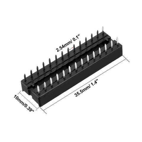 DIP IC Socket Adapter Solder Type 28-Pin Dual-Row Socket, 2.54 mm Pitch, 7.62 mm Row Pitch, 20-Pack for Easy IC Rework and DIY Electronics