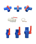 Heavy Duty 50 63 75 100 Mm Water Tape Hose Connector Tee Straight Ball Valve Pipe Fitting For Farm Irrigation And Large Sprinkler System White With Three Way Valve And Universal Hose Clamp Compatibility Built For Easy No Fuss Setup, blue and white hose valves