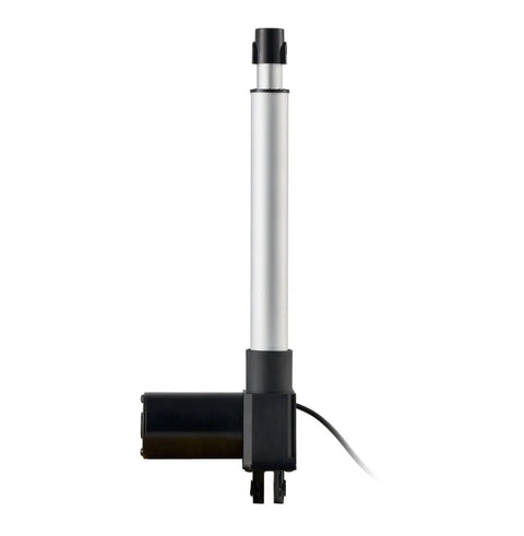 Knockout 12V DC Linear Actuator 10 Inch Stroke 1320 Lbs Force, showing metal cylinder and motor for garage and industrial use.