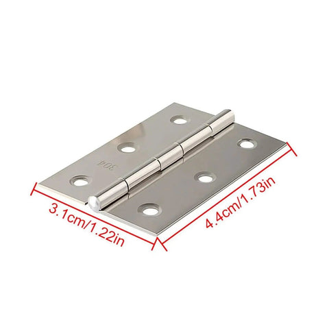 Close-up of stainless steel rotating concealed hinge with dimensions, 10-pack for cabinets and furniture.