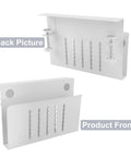 Clamp On White Steel Laptop Stand With Ventilated Cooling Fan And Sleek Cable Routing For Under Desk Mount Quick No Drill Installation back and front view