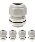Five Pack NPT One Half Inch Cable Glands Waterproof And Adjustable For Cables And Wires From Six To Twelve Millimeter Grey Nylon