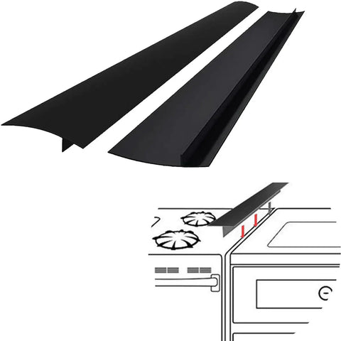 Silicone Stove Gap Covers Two Pack Seal The Gap Between Stovetop And Counter Heat Resistant And Easy Clean Oven Gap Filler 21 Inch Black