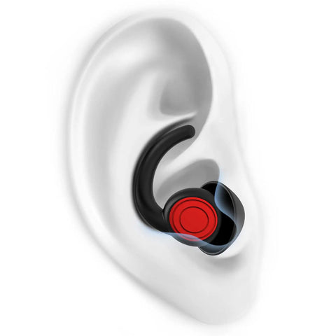 Soft Silicone Sleeping Ear Plugs, Reusable Noise Reduction Earplugs Pack, 2 Pairs, NRR 25 to 33 dB, in ear view