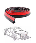 Heavy Duty Thickened Tailgate Weather Strip For Tesla Cybertruck With Beefed Up Adhesive Backing and Flexible Epdm Rubber coil and diagram showing use.