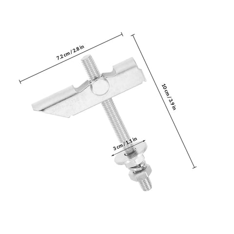 12 Pack Beefy Heavy Duty Metal Toggle Bolts With Wing Nuts M8x72-100 for hollow wall and drywall installation showing dimensions