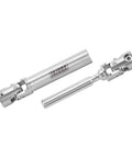 Top Tier Stainless Steel Drive Shafts For 1/18 Scale RC Upgrades Made Fully Heavy Duty And Totally Legit For Rock Crawlers Using FCX18 TRX4 And K10 Hummer EV Chassis With D Shaped Splines To Go Hard On All Trails, showing silver drive shafts.