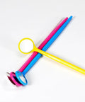 100 Count Disposable Dental Mouth Mirrors Kit, Anti Fog, Individually Wrapped Oral Inspection Mirrors In 4 Assorted Colors, Perfect For Dental Clinics Or Home Care, Hygienic And Easy To Use. Disposable plastic dental mouth mirrors in yellow, pink, and blue