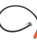 Rock Your Ride With This Universal Metal Tire Inflator Extension Tube For Motorbike And Bike At 31.5 Inch Length Fitting Car Air Pump And Hand Pump Ensuring Tight Seal Leak Free Security High Pressure Keeping Tires Packed Without Leaks Ruining Fun. 31.5-inch black metal tire inflator extension tube with orange connector and valve chuck