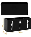 3 Compartment Plastic Utensil Organizer Silverware Caddy For Countertop Black Acrylic Kitchen Storage with cutlery icons