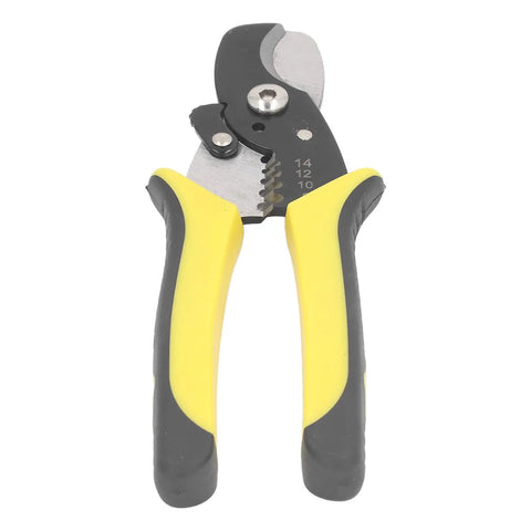 Heavy Duty Alloy Steel Wire Stripper With Slick Soft Grip Handles Precise CNC Ground Stripping Jaws close-up view.