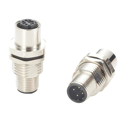 Bulkhead M12 D Code 4 Pin Male To Female Connector IP67 Shielded Panel Socket for Ethernet Cat5 PLC Sensor Industrial Grade