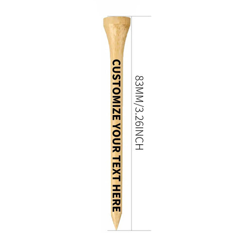 Personalized Bamboo Golf Tees Set From 100 To 1000 Pieces, Custom Text Or Logo Printed On 3-1/4 Inch, Durable Natural Bamboo