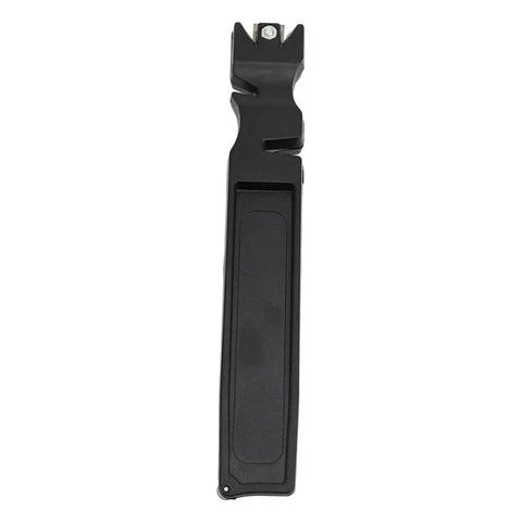 4 In 1 Blade Sharpener With Glass Cutter, Quick Easy Edge Polishing For Axes Hoes Scythes And More, sturdy black tool front view