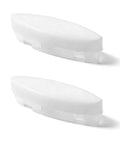Two white toilet seat bumpers from Toilet Seat Bumpers And Stability Kit With Rubber Washers For 1133070 And Kohler 1236365, 2 Pack White.