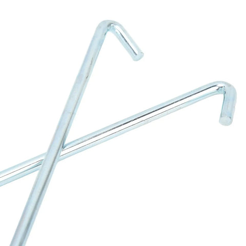 Universal Chrome Plated Battery Hold Down Kit With J Hook Bolts Washers And Nuts 10 Inch Bolt On Retaining Set close-up of J-hook bolts