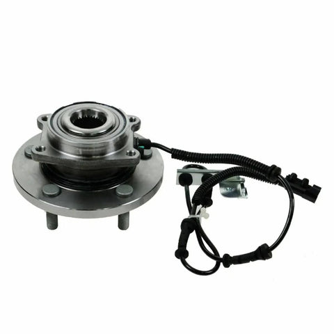 Two Piece Wheel Hub And Bearing Set Assembly For Front Left And Front Right On Dodge Grand Caravan 2008-2019 Routan Town And Country 2008-2016 Front Wheel Hub Bearing Replacement showing metal hub with wiring.