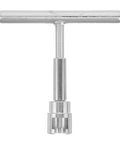 T Shaped Dent Puller For Vehicle Paint Free Repair Heavy Duty Steel Handle close-up view of the silver handle and gripping end.