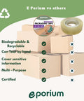 Comparison of Premium Paper Packing Tape Self Adhesive Recyclable 2 Inch By 55 Yard Eco Friendly Heavy Duty and standard tape.