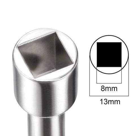 Close-up of 8mm zinc alloy nickel plated square electrical cabinet key, 5 Pack 8mm Zinc Alloy Square Electrical Cabinet Keys for Water Meter Boxes Nickel Plated Safety Keys for Distribution Boxes Heavy Duty Portable Utility Tool Set