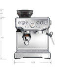 Top Shelf Bean To Cup Coffee Maker Featuring A Heavy Duty 15 Bar Pump And Integrated Milk Frother For Pulling Smooth Double Shots And Tasty House Made Lattes Anytime, front view with controls and grinder.