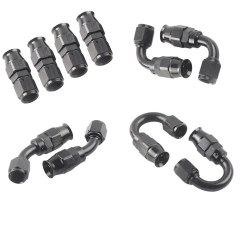Heavy Duty 20 Feet AN4 An6 An8 An10 Black Nylon Braided E85 PTFE Fuel Line Kit With Fittings For Gas Cooler Hose And CPE Rubber Wiring Harness Upgrade, black AN hose fittings set