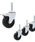 Heavy Duty Swivel Caster With Brake For Workbenches, Carts, And Furniture M-Threaded Stem Rolling Plate Casters in set of four