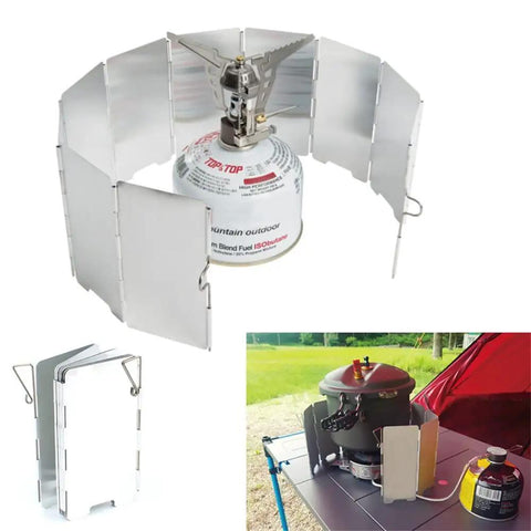 Lightweight Aluminum Windshield Plate Kit For Outdoor Cooking And Camping Grab And Go Hiking Essentials with stove setup
