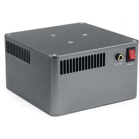 Kick Your Soldering Game Up With This Portable Fume Extractor Packing Triple Layer Filters And A Snazzy Adjustable Arm For Clean Shop Air And Happy DIY Crews: compact gray metal base with power switch and ventilation.
