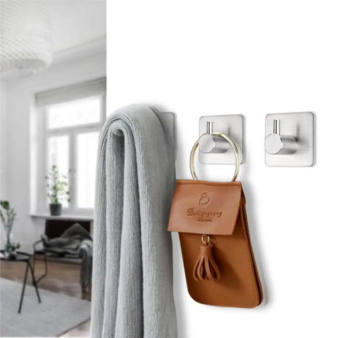Heavy Duty Tough As Nails Adhesive Wall Hooks 15 Lb Capacity Waterproof Stainless Steel Hanger for coats and bags in room