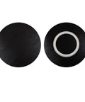 Top view of Super Slick Black Wooden Lazy Susan Turntable with smooth surface and swivel base for kitchen or dining use.