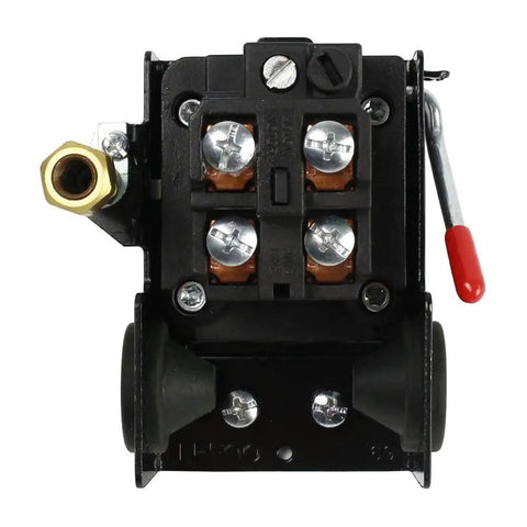 Front view of Beefy Pressure Switch Control For Air Compressor 90 To 125 Psi Four Port 26 Amp Heavy Duty With Unloader Valve