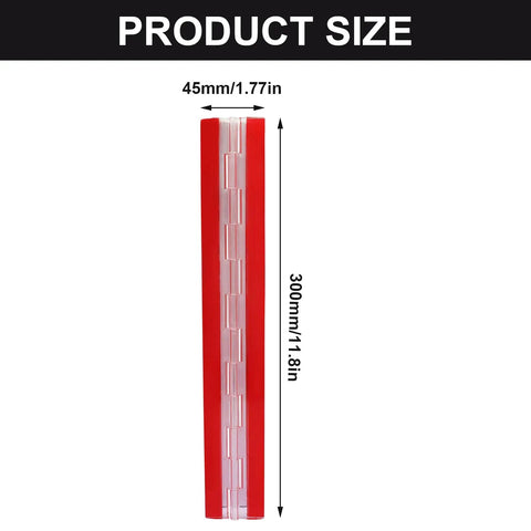Rock Solid Clear Acrylic Piano Hinges 4 Pack Heavy Duty Continuous Door Strips 45mm x 300mm size dimensions showcased.
