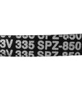 Close-up view of Top Shelf Industrial Rubber V Belt SPZ850 showing marked dimensions, designed for heavy duty power transmission.