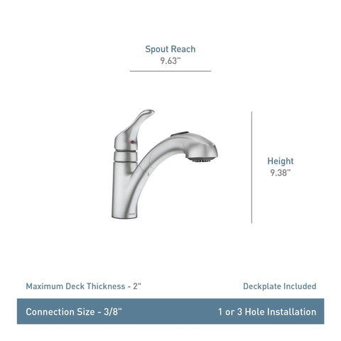 Renzo Matte Black One Handle Pullout Kitchen And Laundry Faucet With Long Reach Hose Power Clean Duralock Quick Connect