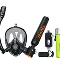 Mini Scuba Tank With Full Face Mask Snorkeling Kit No Hoses Just Breathe 3000 PSI Point Five Liter Underwater Breathing Device