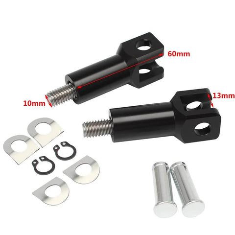 Black Aluminum Passenger Foot Peg Mount Clevis Kit For Harley Softail 2000 2001 2002 2003 2004 2005 2006 Replaces Harley Part 50942 00 Easy Install Upgrade Your Ride With Sleek Durable Footpegs For Rider Comfort And Standout Look showing clevis, bolts, and mounting hardware.