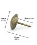 Top Shelf 100 Piece Set Of Antique Bronze Upholstery Nails And Decorative Furniture Tacks, 13mm wide, 17mm long.